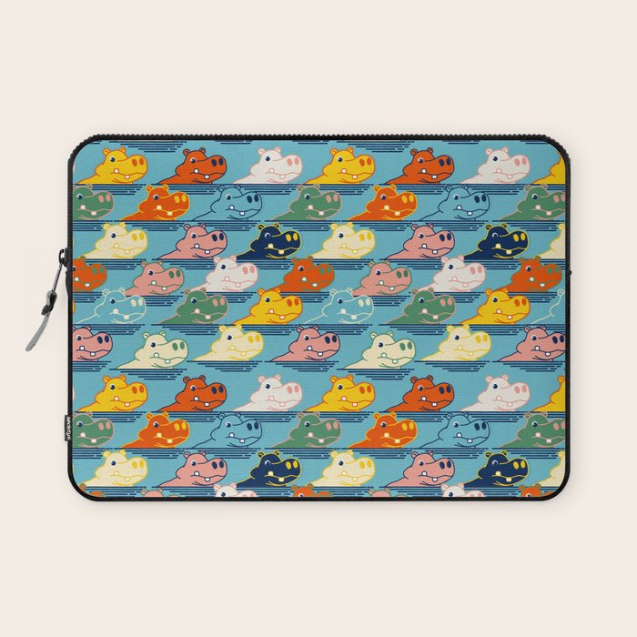 Happy Hippo Family Laptop Sleeve Gallery Image 1