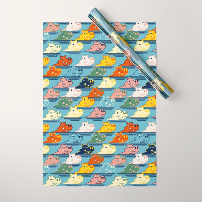 Happy Hippo Family Wrapping Paper Gallery Image 1