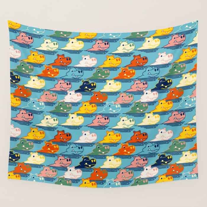 Happy Hippo Family Wall Tapestry Gallery Image 4