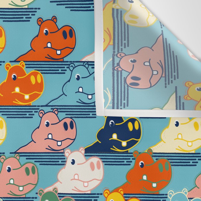 Happy Hippo Family Wall Tapestry Gallery Image 3