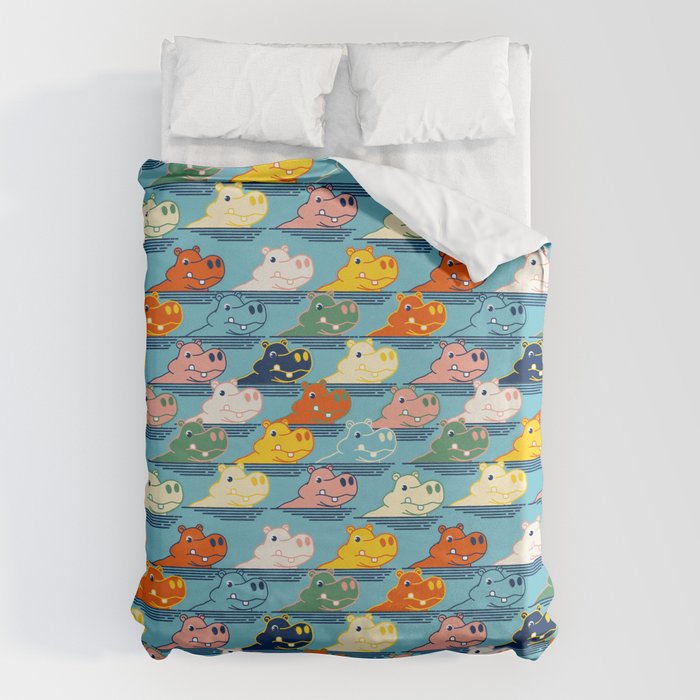 Happy Hippo Family Duvet Cover Gallery Image 1