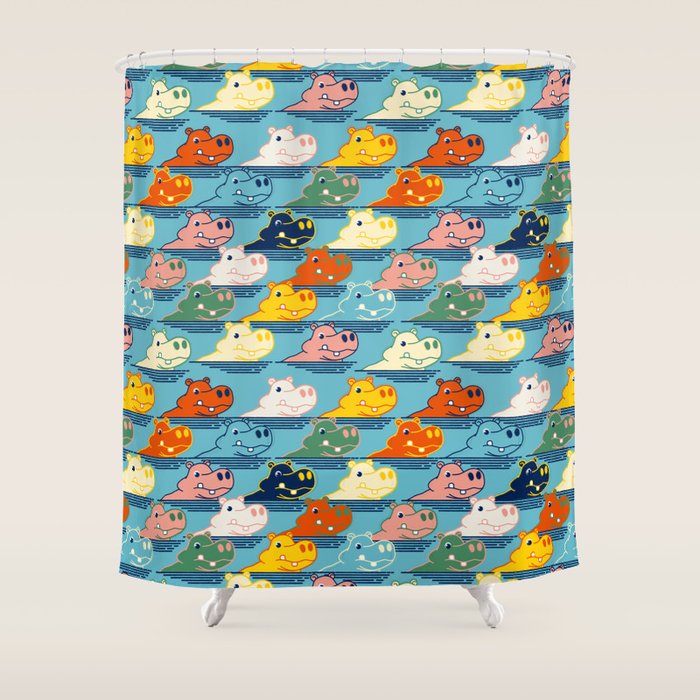 Happy Hippo Family Shower Curtain Gallery Image 1