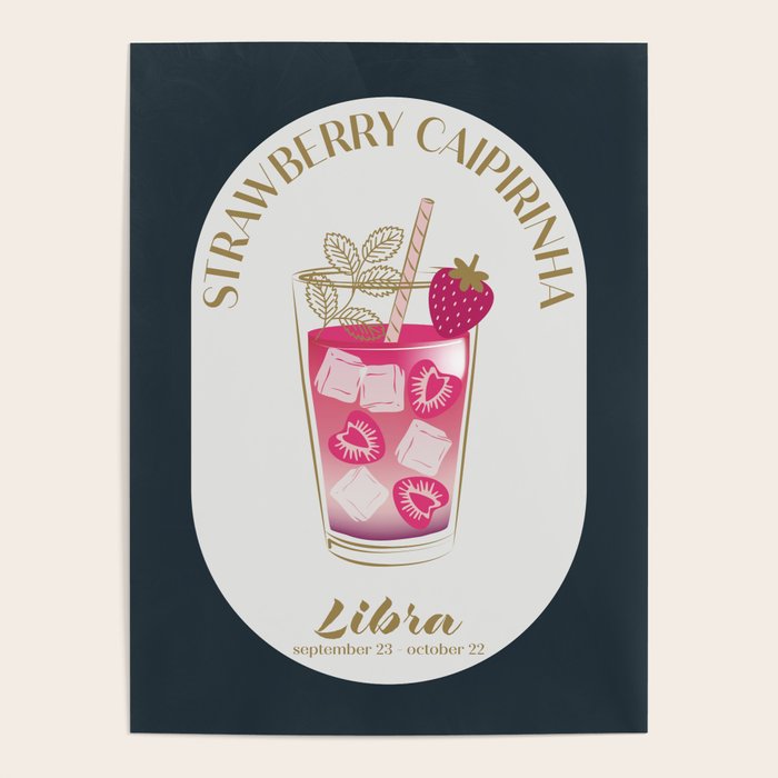 Strawberry Caipirinha Cocktail Zodiac Sign Poster Gallery Image 1