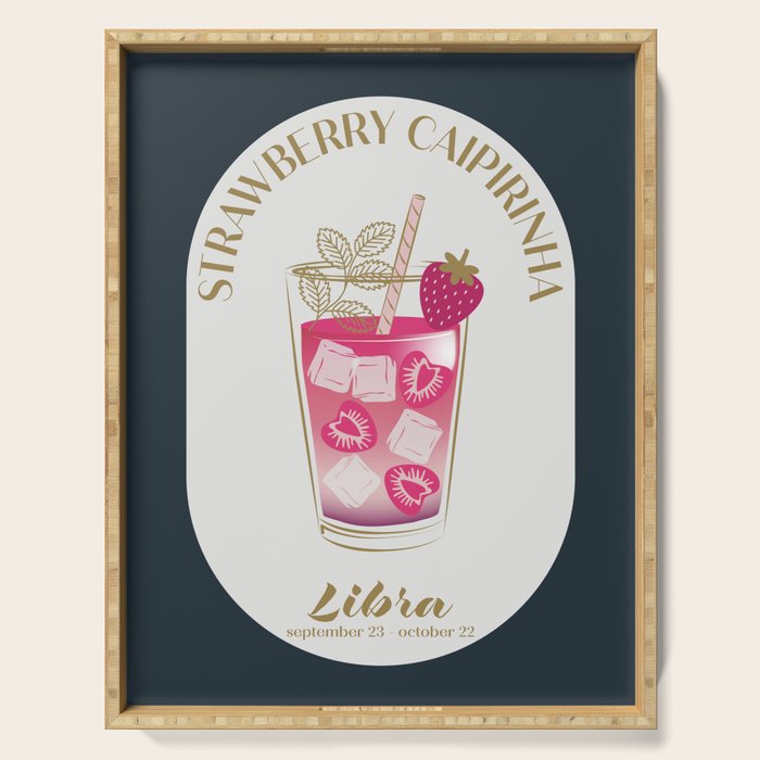 Strawberry Caipirinha Cocktail Zodiac Sign Serving Tray Gallery Image 1