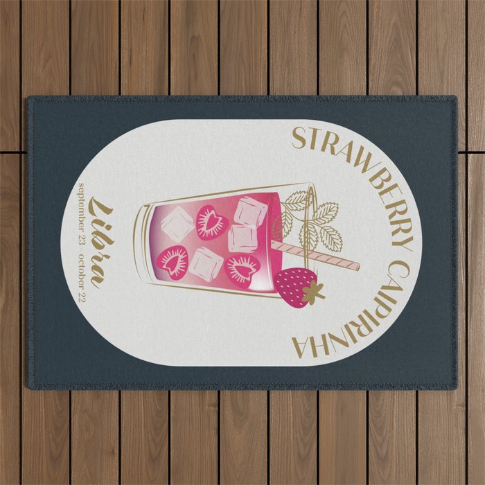 Strawberry Caipirinha Cocktail Zodiac Sign Outdoor Rug Gallery Image 1