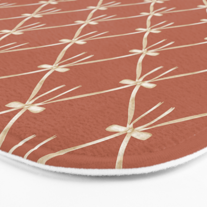 Bows & Ribbons Pattern LVIII Terracotta Orange Bath Mat Gallery Image 3