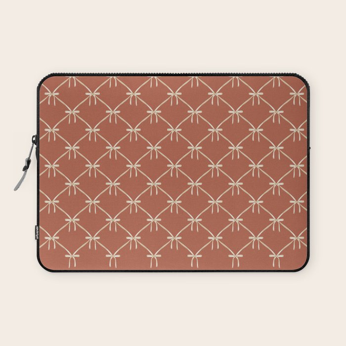 Bows & Ribbons Pattern LVIII Terracotta Orange Laptop Sleeve Gallery Image 1