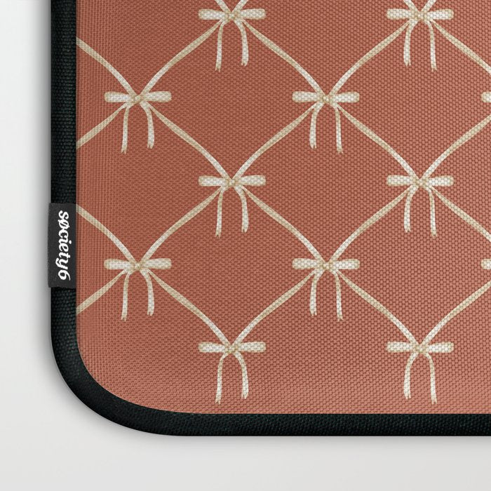 Bows & Ribbons Pattern LVIII Terracotta Orange Laptop Sleeve Gallery Image 3