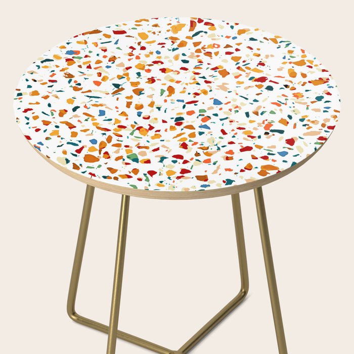 Tan Terrazzo | Eclectic Quirky Confetti Painting | Celebration Colorful Boho Happy Party Graphic  Side Table Gallery Image 2