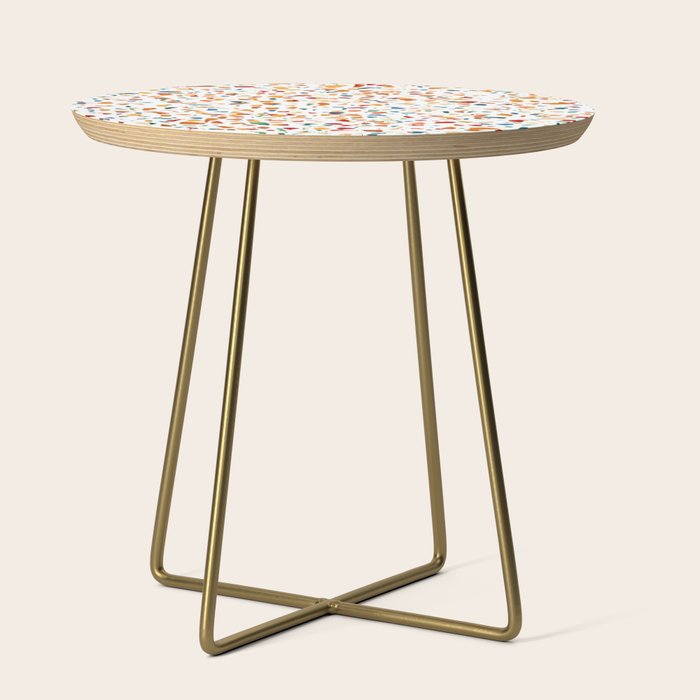 Tan Terrazzo | Eclectic Quirky Confetti Painting | Celebration Colorful Boho Happy Party Graphic  Side Table Gallery Image 1