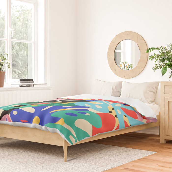 Colorful tropical plant leaves art pattern Duvet Cover Gallery Image 2