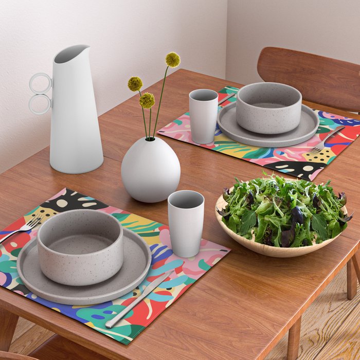 Colorful tropical plant leaves art pattern Placemat Gallery Image 2