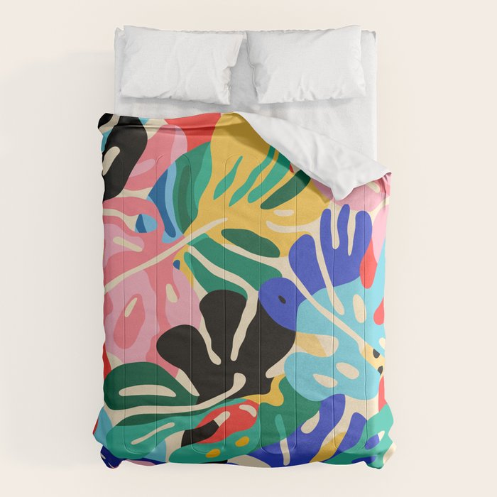 Colorful tropical plant leaves art pattern Comforter Gallery Image 6