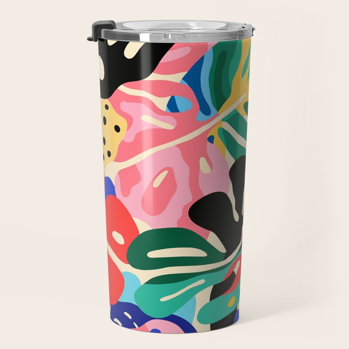 Colorful tropical plant leaves art pattern Travel Mug Gallery Image 3