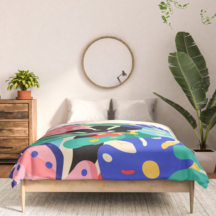 Colorful tropical plant leaves art pattern Comforter Gallery Image 3