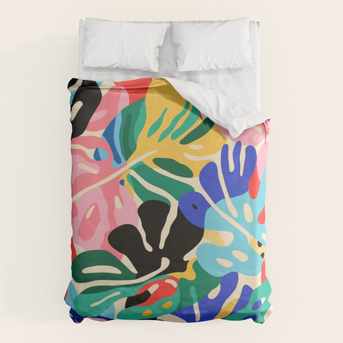 Colorful tropical plant leaves art pattern Duvet Cover Gallery Image 6