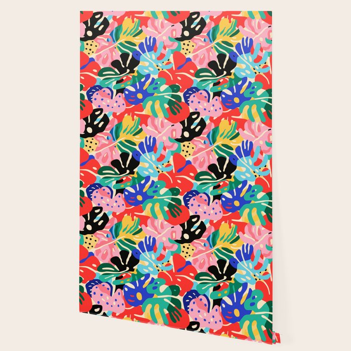Colorful tropical plant leaves art pattern Wallpaper Gallery Image 2