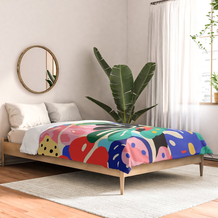 Colorful tropical plant leaves art pattern Comforter Gallery Image 2