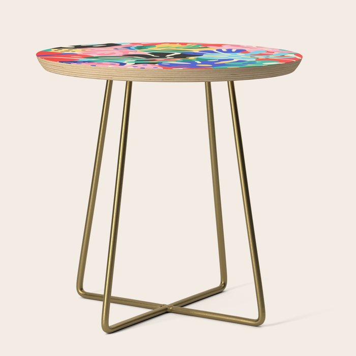 Colorful tropical plant leaves art pattern Side Table Gallery Image 1