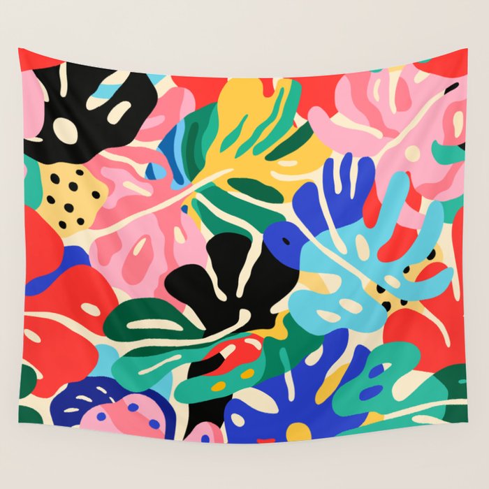 Colorful tropical plant leaves art pattern Wall Tapestry Gallery Image 4