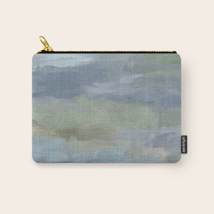 Summer at the Lake II - Sky Gray Blue Sage Green Abstract Wall Art, Painting Nature Print Portrait Carry All Pouch Gallery Image 1