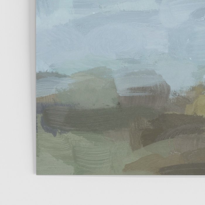 Summer at the Lake II - Sky Gray Blue Sage Green Abstract Wall Art, Painting Nature Print Portrait Poster Gallery Image 3