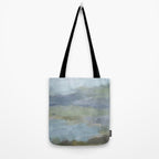 Summer at the Lake II - Sky Gray Blue Sage Green Abstract Wall Art, Painting Nature Print Portrait Tote Bag Gallery Image 2