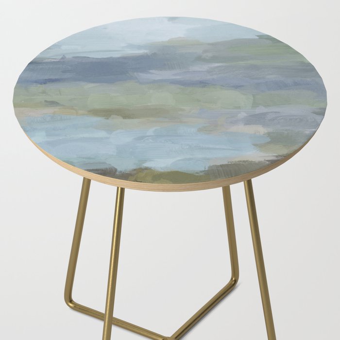 Summer at the Lake II - Sky Gray Blue Sage Green Abstract Wall Art, Painting Nature Print Portrait Side Table Gallery Image 2