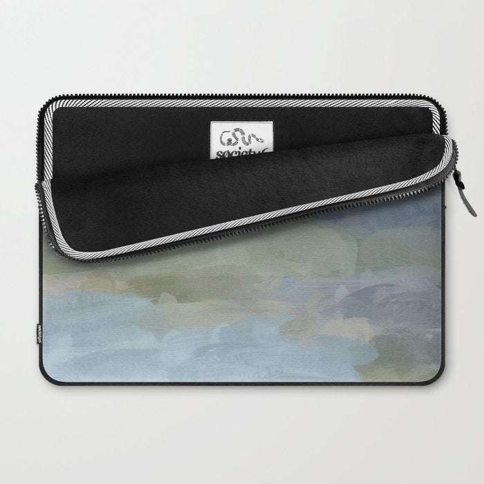 Summer at the Lake II - Sky Gray Blue Sage Green Abstract Wall Art, Painting Nature Print Portrait Laptop Sleeve Gallery Image 2
