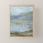 Summer at the Lake II - Sky Gray Blue Sage Green Abstract Wall Art, Painting Nature Print Portrait Mini Art Print Gallery Image 1