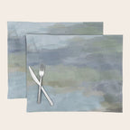 Summer at the Lake II - Sky Gray Blue Sage Green Abstract Wall Art, Painting Nature Print Portrait Placemat Gallery Image 1