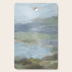 Summer at the Lake II - Sky Gray Blue Sage Green Abstract Wall Art, Painting Nature Print Portrait Cutting Board Gallery Image 1