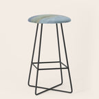 Summer at the Lake II - Sky Gray Blue Sage Green Abstract Wall Art, Painting Nature Print Portrait Stool Gallery Image 1