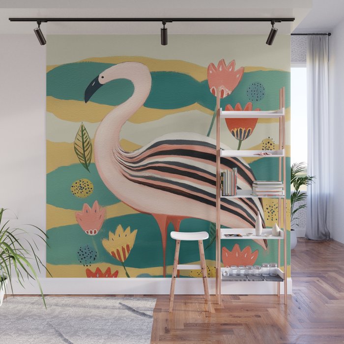 Pink Flamingo Wall Mural Gallery Image 1