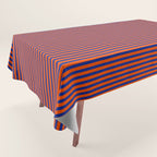 Fine Stripe Narrow Vertical Pinstripe Pattern in Bold Blue and Orange Tablecloth Gallery Image 1