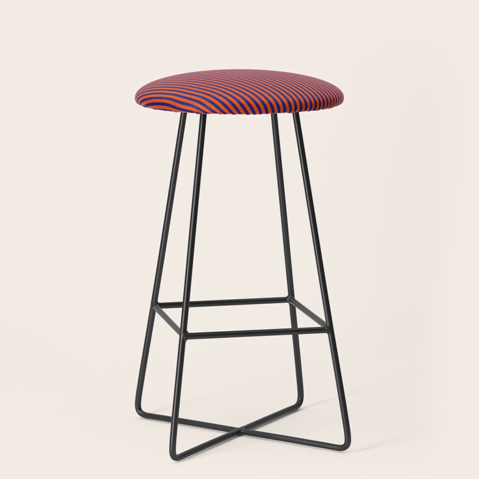 Fine Stripe Narrow Vertical Pinstripe Pattern in Bold Blue and Orange Stool Gallery Image 1