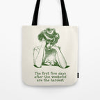 The First Five Days After the Weekend Are the Hardest Tote Bag Gallery Image 1