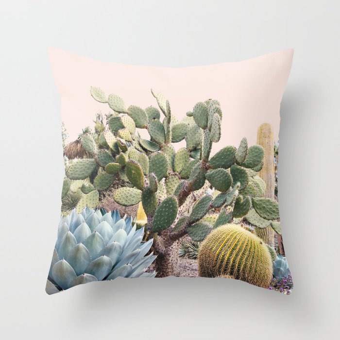 Vintage Desert Cactus Garden Throw Pillow Gallery Image 1