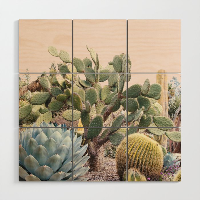 Vintage Desert Cactus Garden Wood Wall Art Gallery Image 1