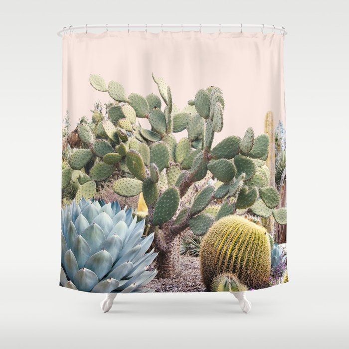 Vintage Desert Cactus Garden Shower Curtain Gallery Image 1