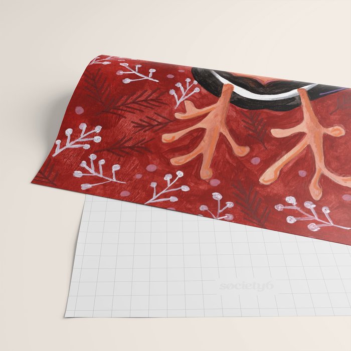 Festive groovy retro holiday woman portrait Wrapping Paper Gallery Image 2