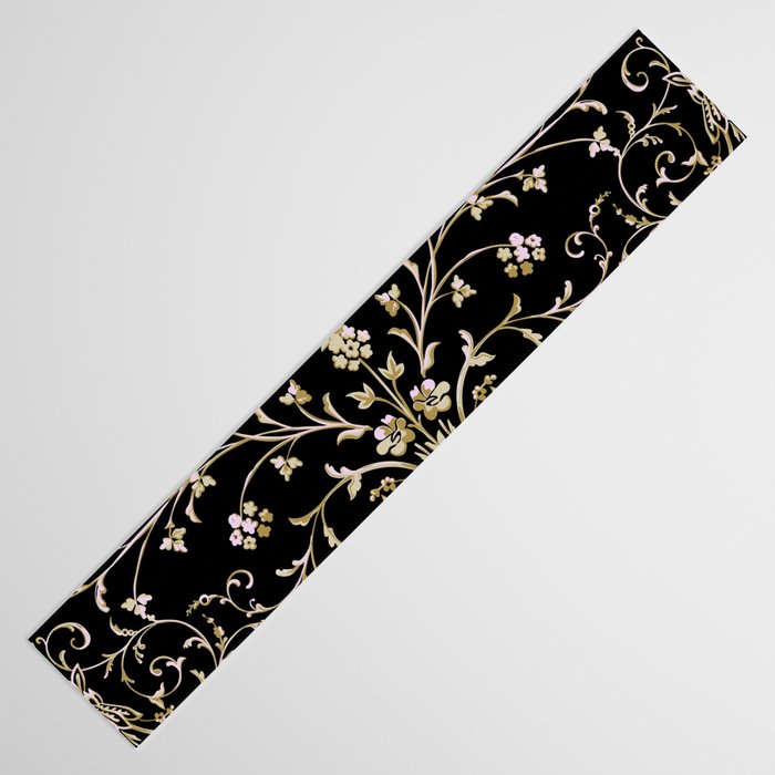 Elegant Antique Baroque Black & Gold Scroll Pattern Table Runner Gallery Image 3