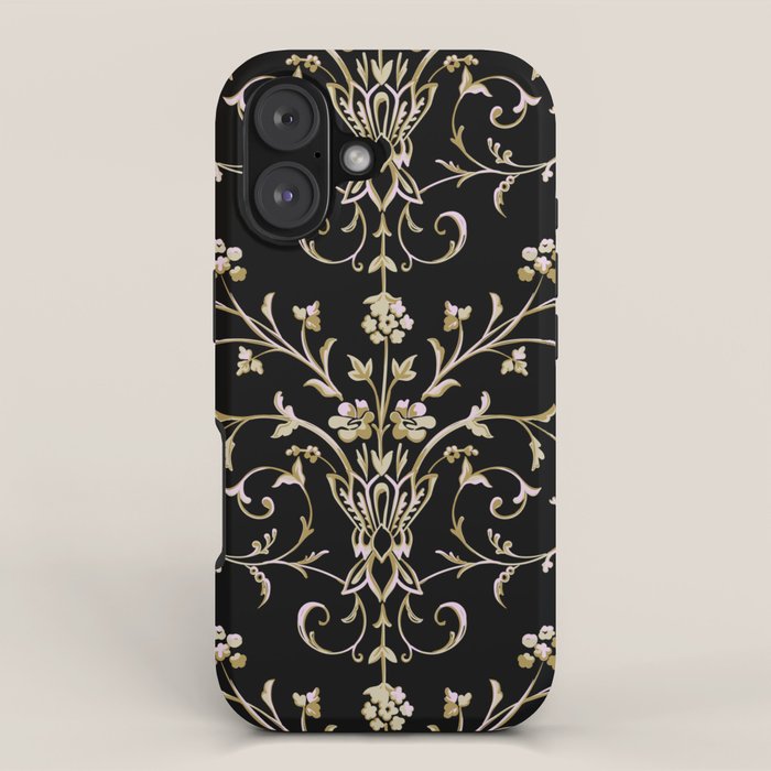 Elegant Antique Baroque Black & Gold Scroll Pattern iPhone Case Gallery Image 1