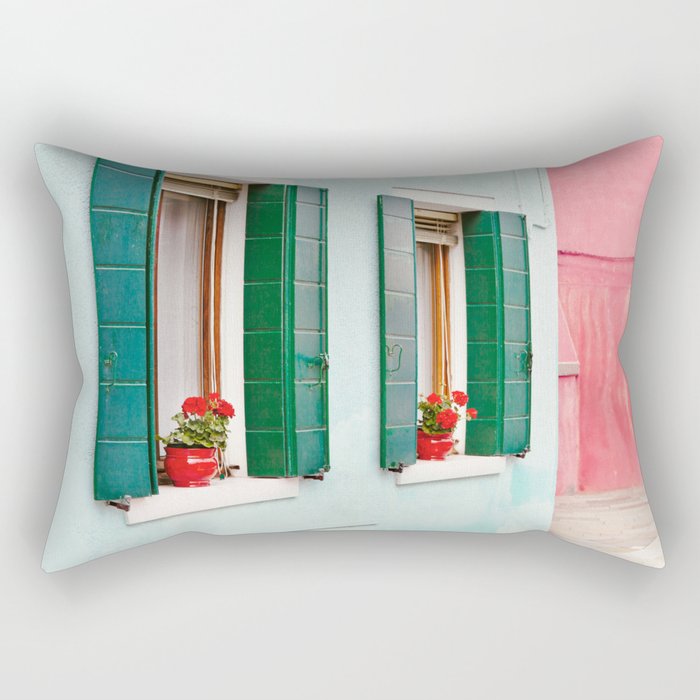 Burano Pastels - Venice Italy Rectangular Pillow Gallery Image 1