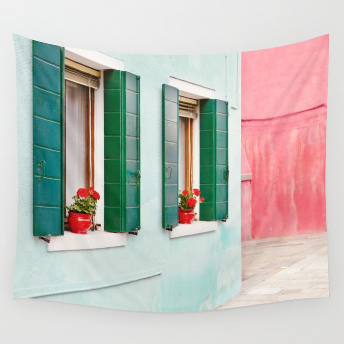 Burano Pastels - Venice Italy Wall Tapestry Gallery Image 1