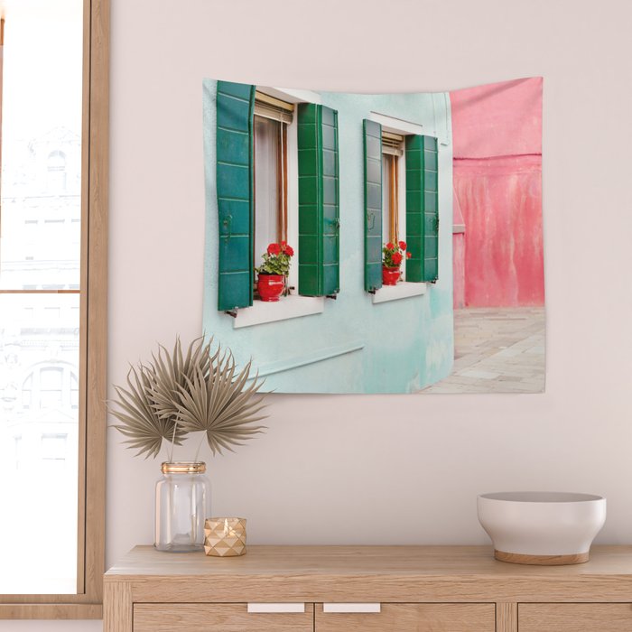 Burano Pastels - Venice Italy Wall Tapestry Gallery Image 2