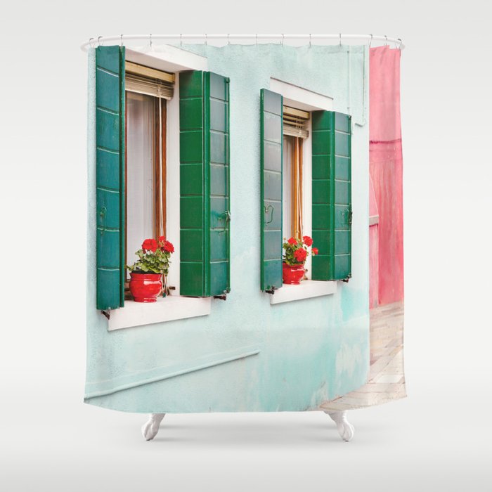 Burano Pastels - Venice Italy Shower Curtain Gallery Image 1
