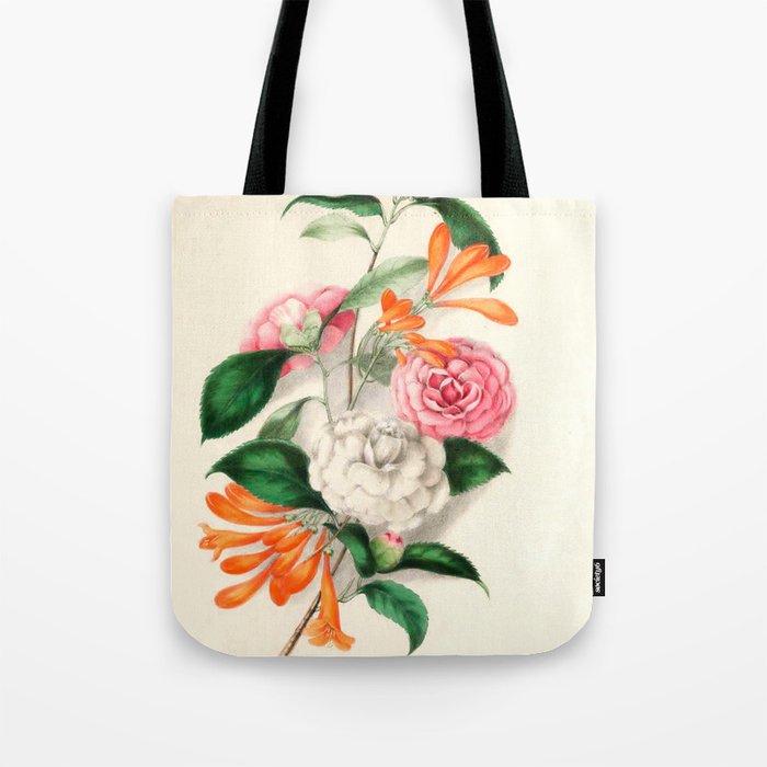 Flowers from "Floral Belles" by Clarissa Munger Badger, 1866 (benefitting The Nature Conservancy) Tote Bag Gallery Image 1