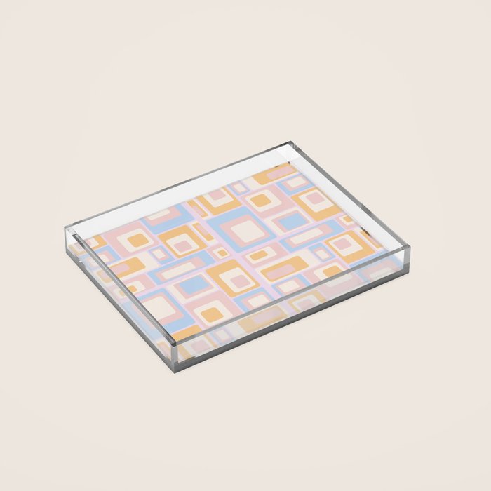 mid century mod squares pastel beach palette Acrylic Tray Gallery Image 2