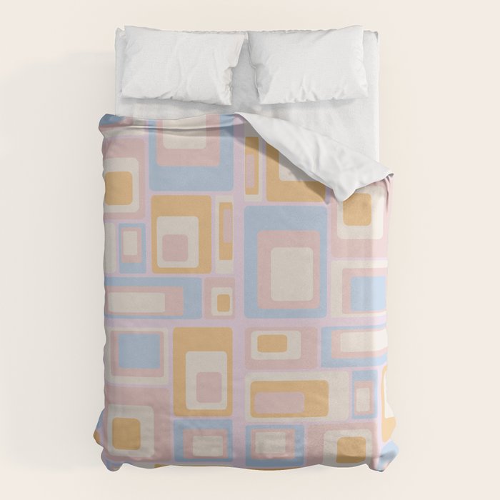 mid century mod squares pastel beach palette Duvet Cover Gallery Image 6